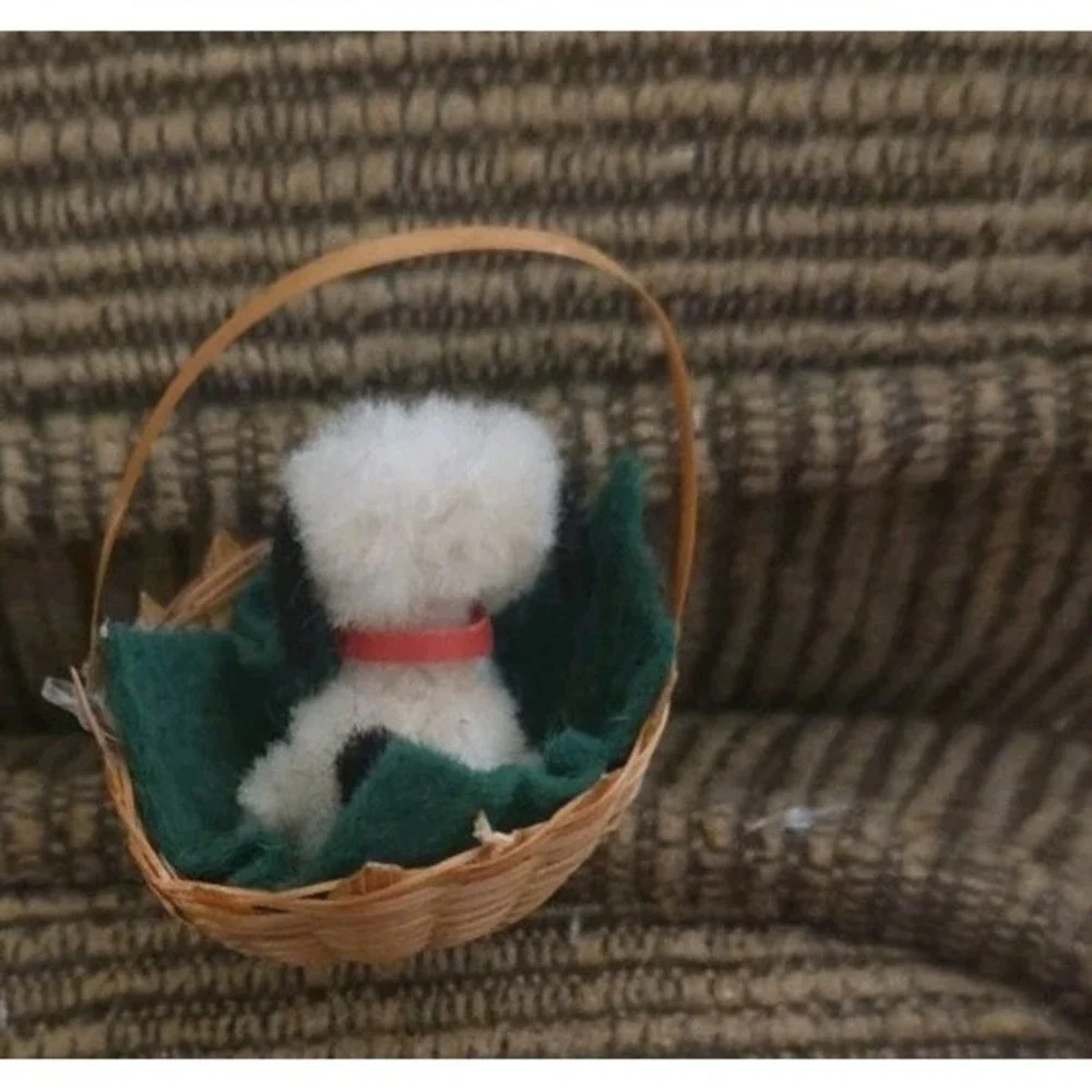 Vintage ARA? 1960's Austria Dog Dalmation In Basket Toy  1.25